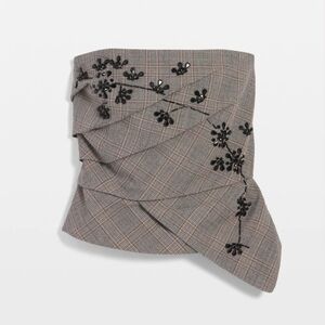 White House Black Market Asymmetrical Gray Plaid Skirt